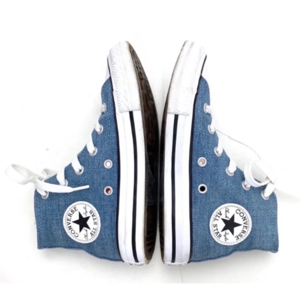 CONVERSE All Star Floral Patch Denim High Top Sneakers Size 12 Kids  362878F